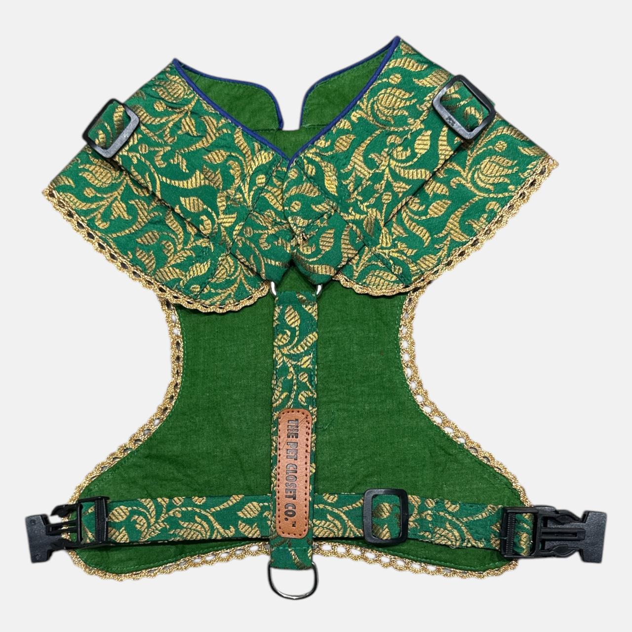 Emerald Brocade Harness with Leash