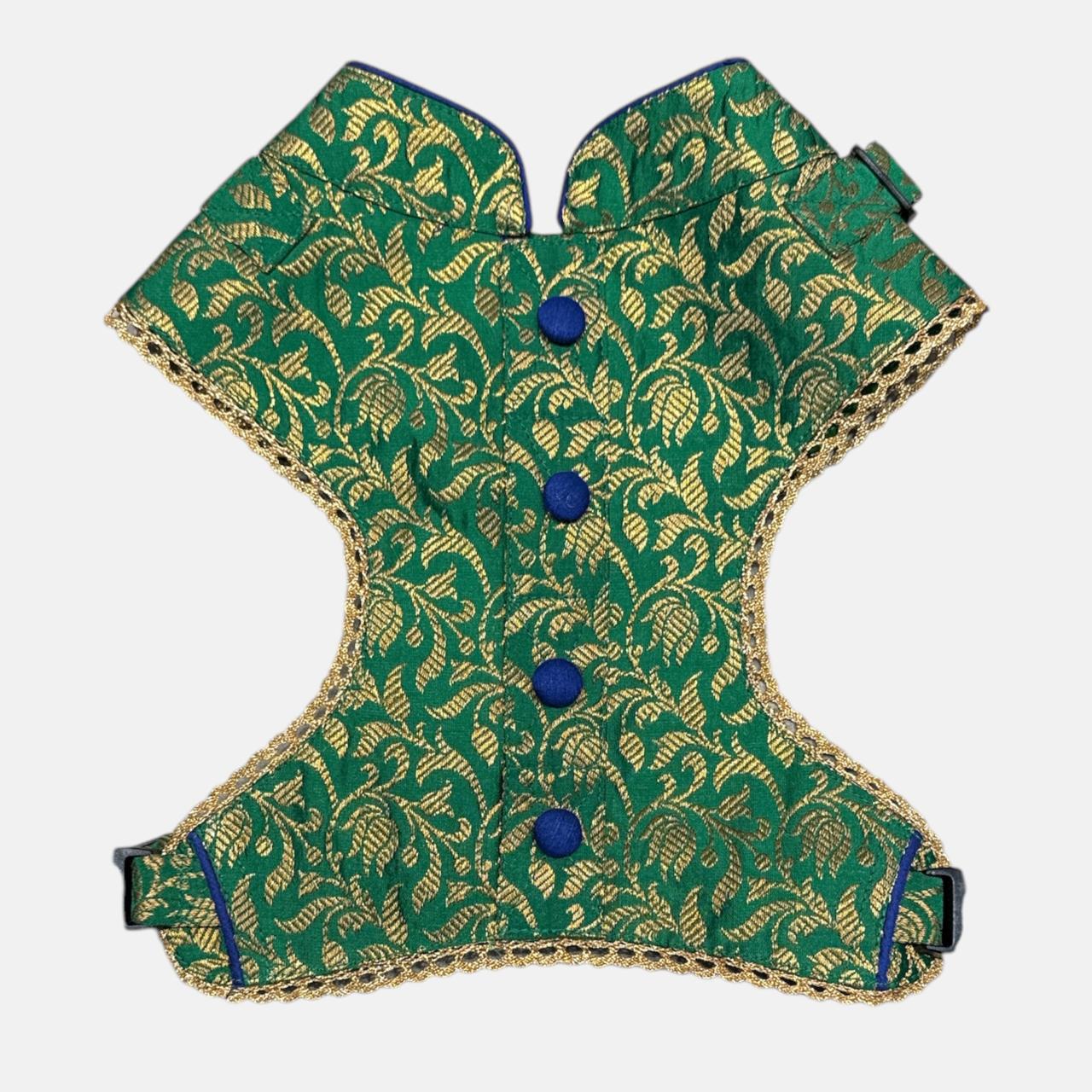 Emerald Brocade Harness with Leash