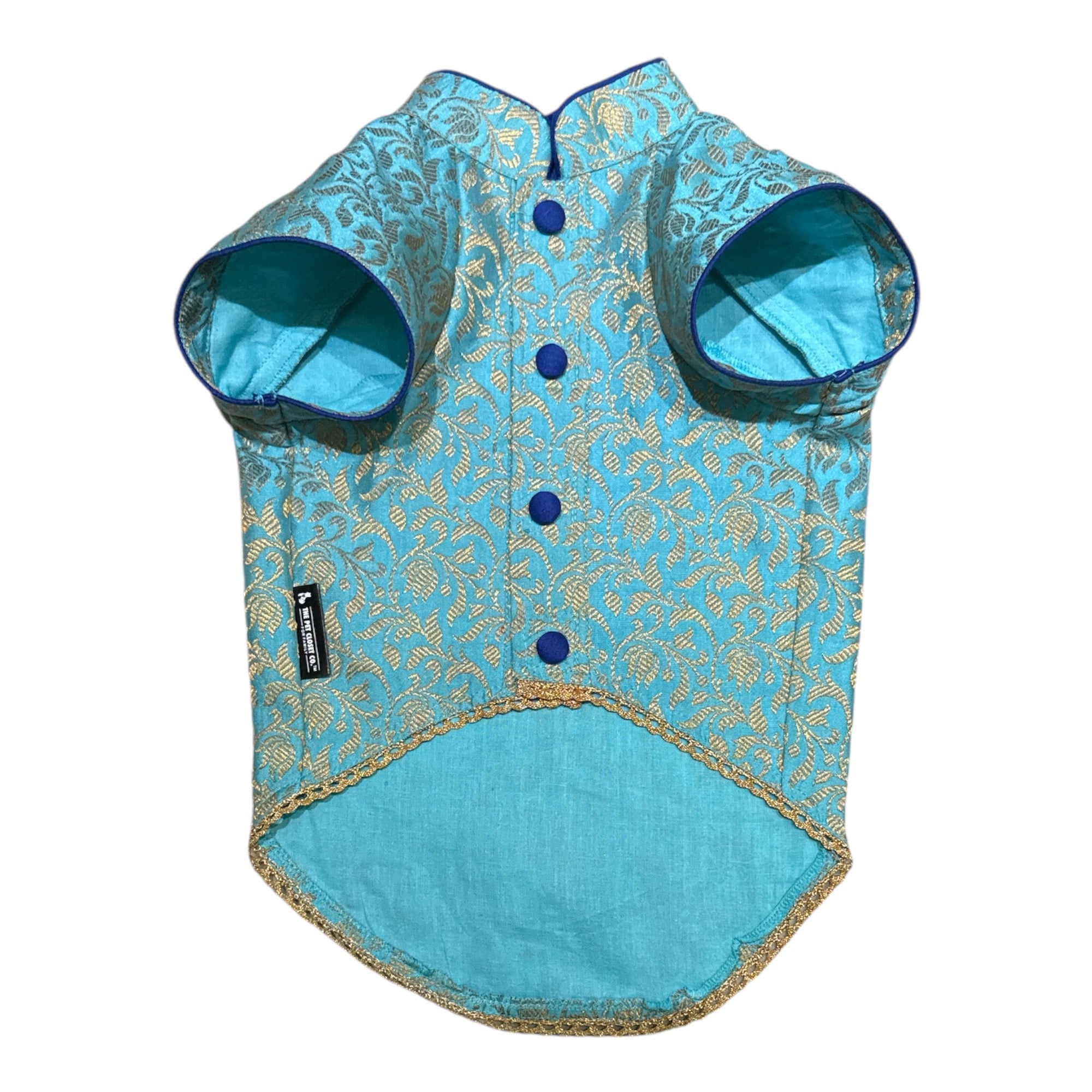 Coctail Blue Silk Brocade Sherwani