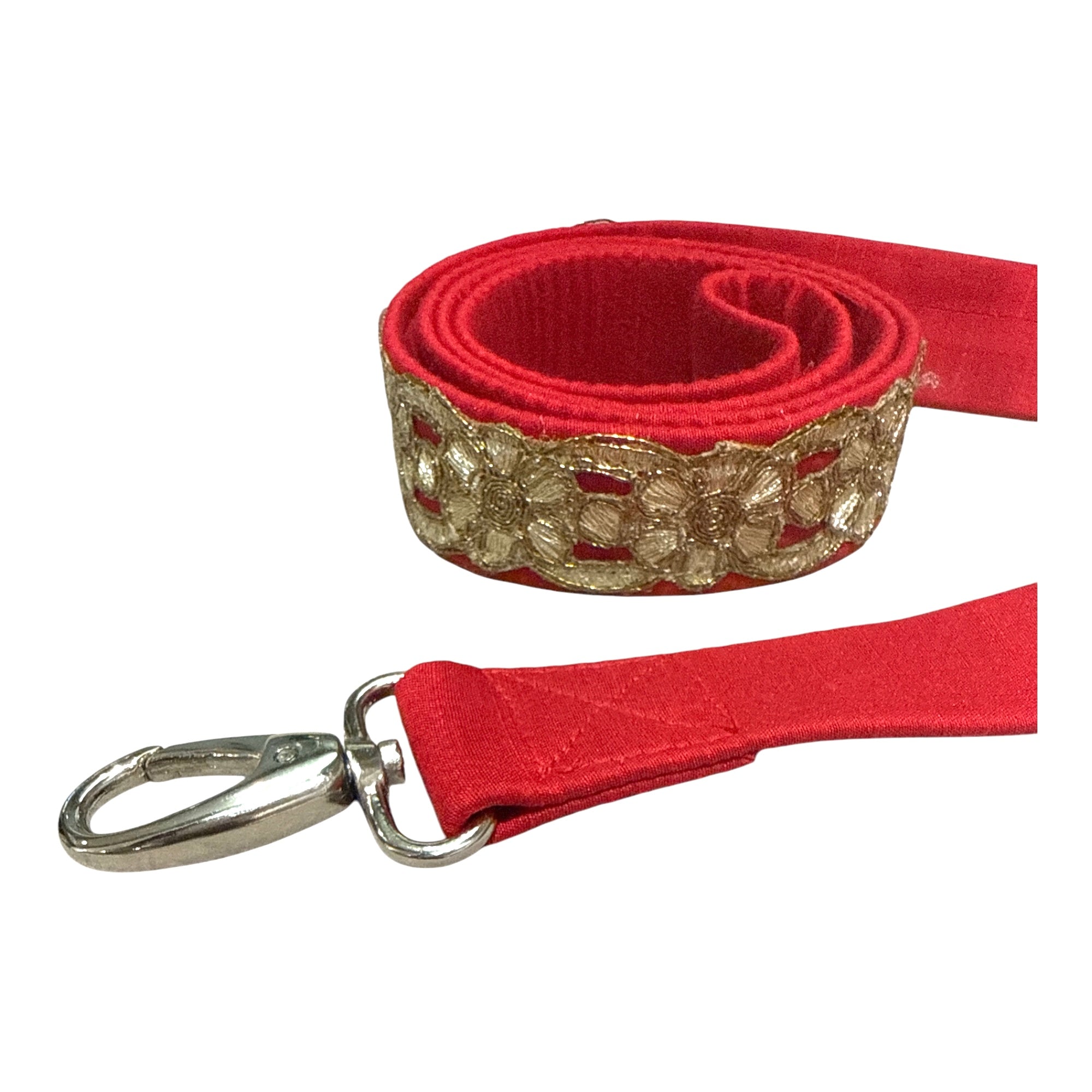 Red Gold Lace Leash with Collar