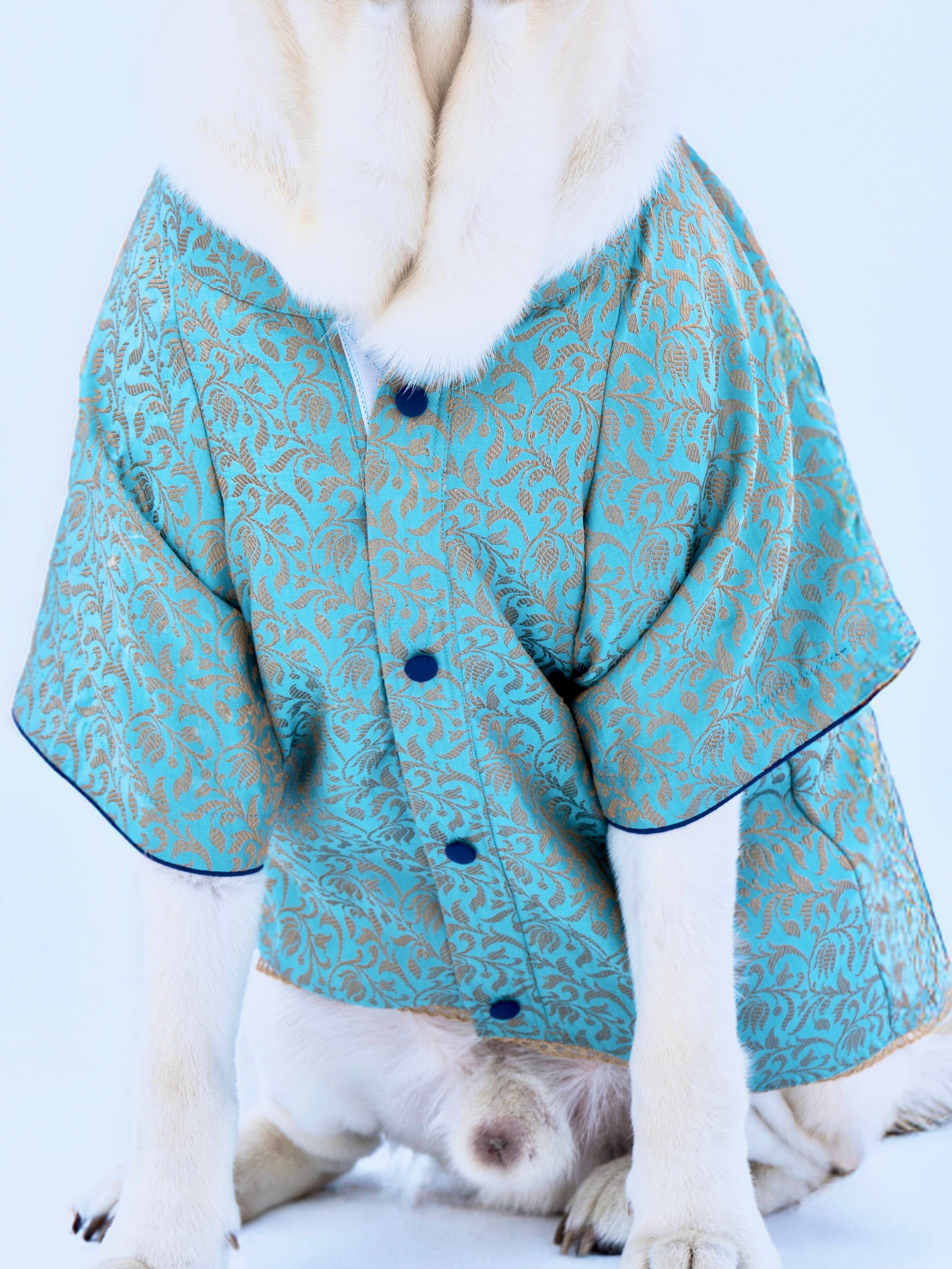 Coctail Blue Silk Brocade Sherwani