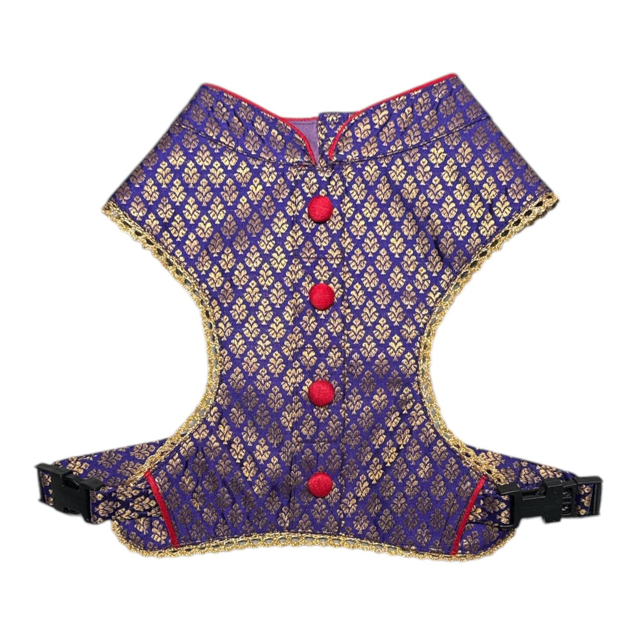 Cocktail Purple Brocade Harness with Leash