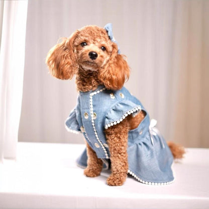Lacy Linen Gota Paws- Aqua Frock