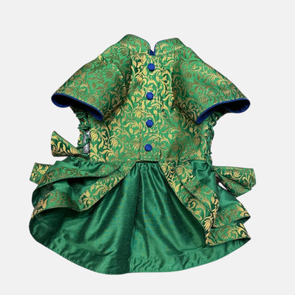 Snoopy Frock in Brocade- Emerald