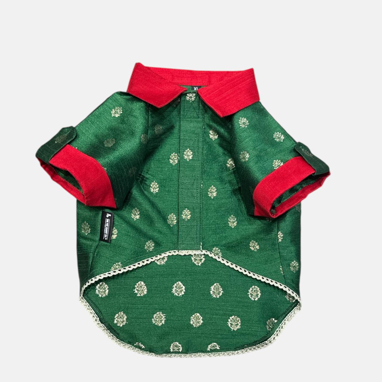 Brad's Paw Silk Shirts-Emerald Green