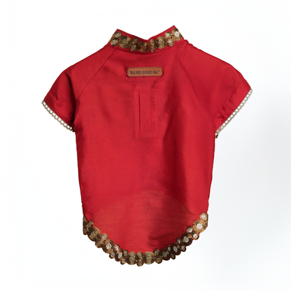Cotton Silk Kurta- Wedding Red