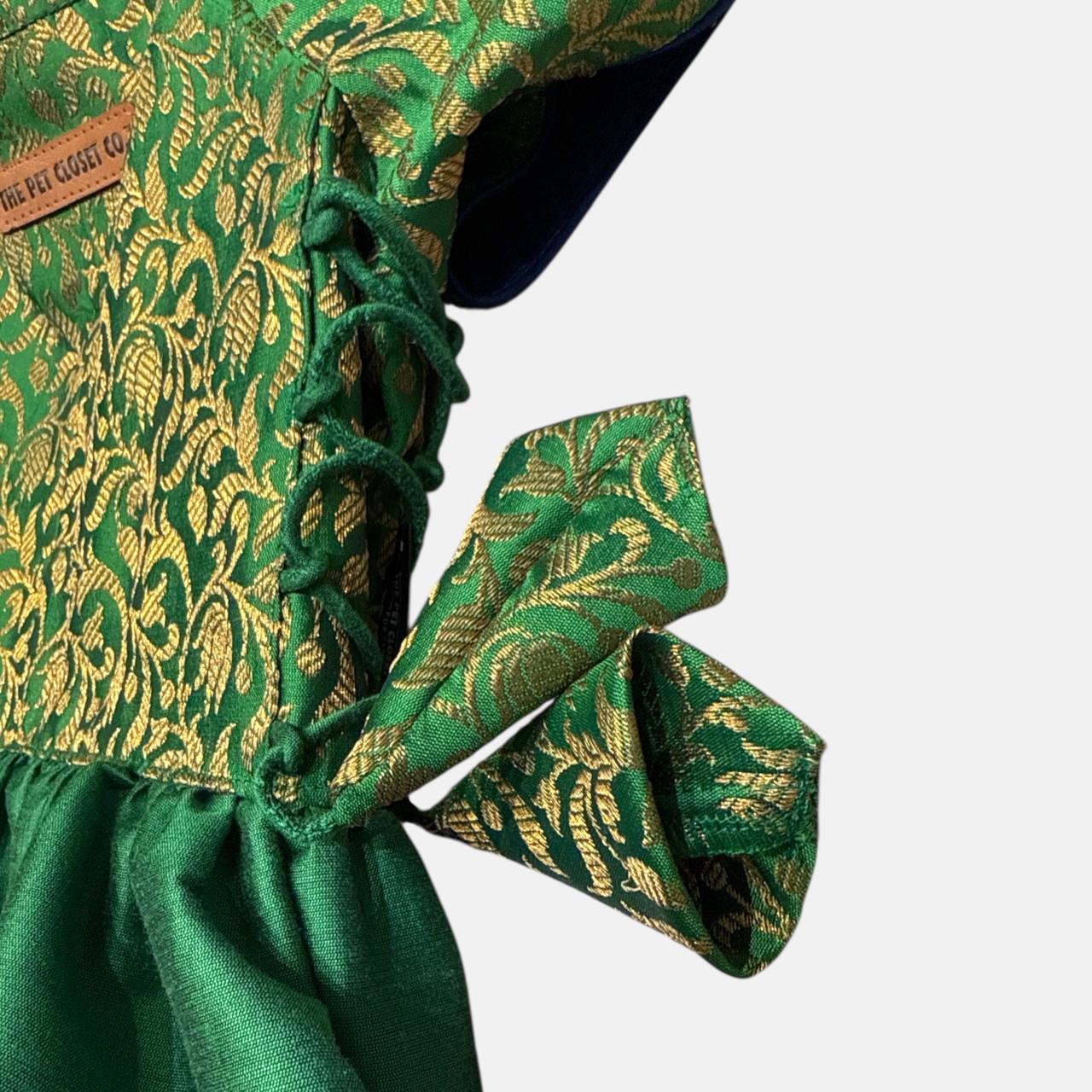 Snoopy Frock in Brocade- Emerald