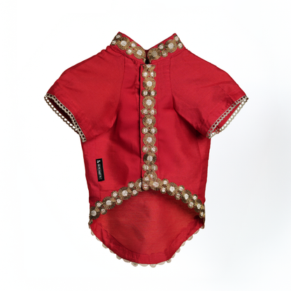 Cotton Silk Kurta- Wedding Red