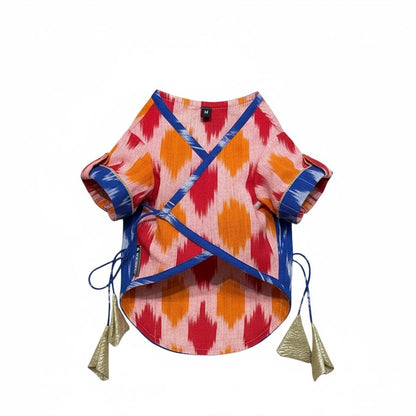 Ikat Paws Angrakha- Vibrant Red