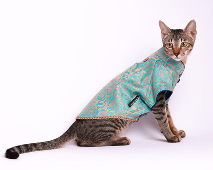 Coctail Blue Silk Brocade Sherwani