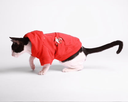 Hoodie aus Baumwollmischung mit Futter und Rentier-Print