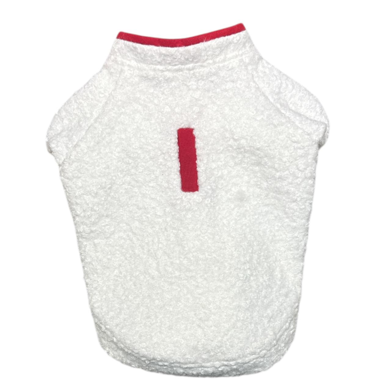 Sporty Happy Zipper- White Fleece