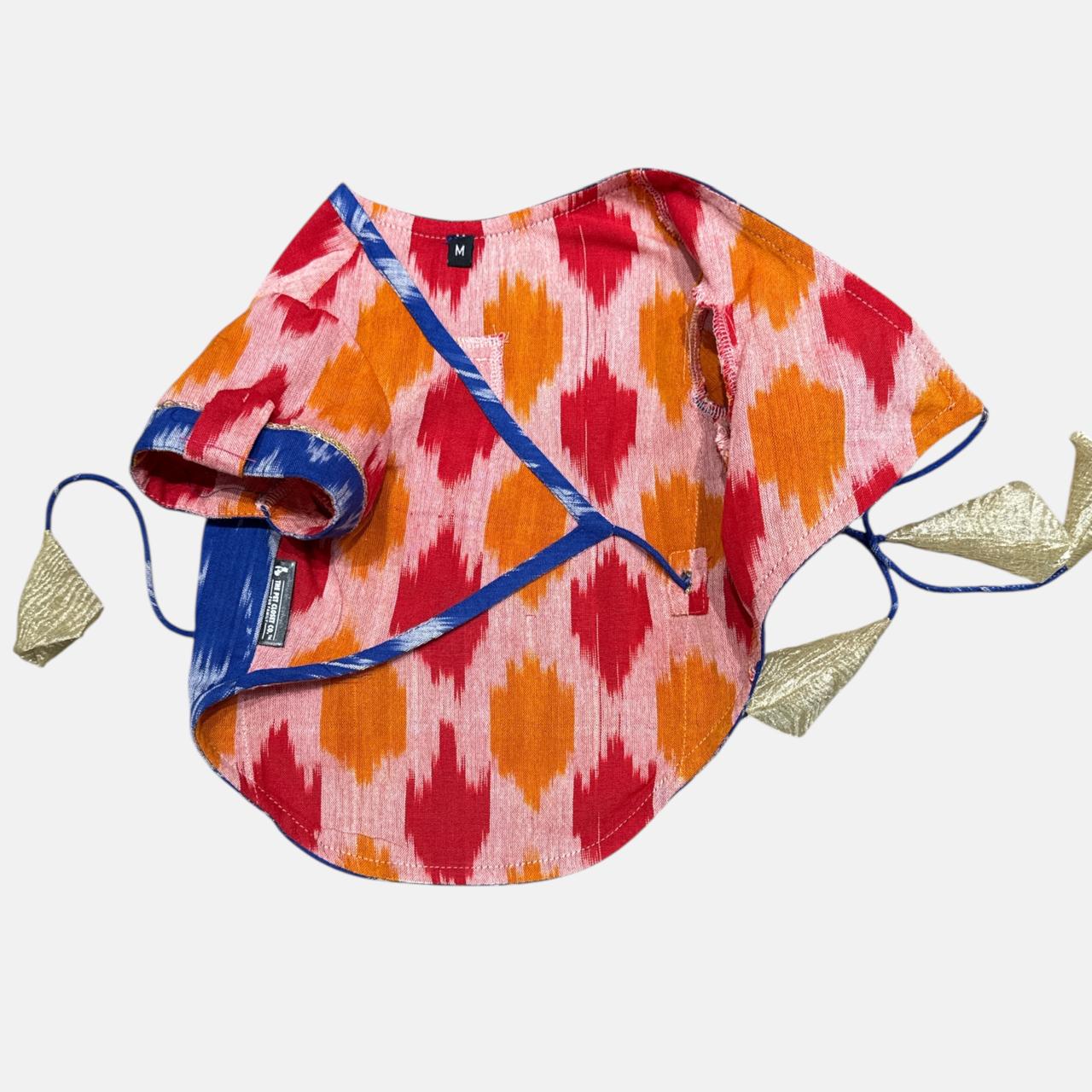 Ikat Paws Angrakha- Vibrant Red
