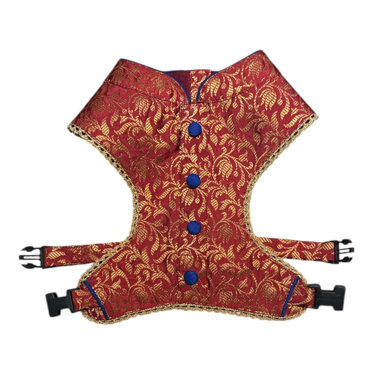 Wedding Red Brocade Harness with Leash