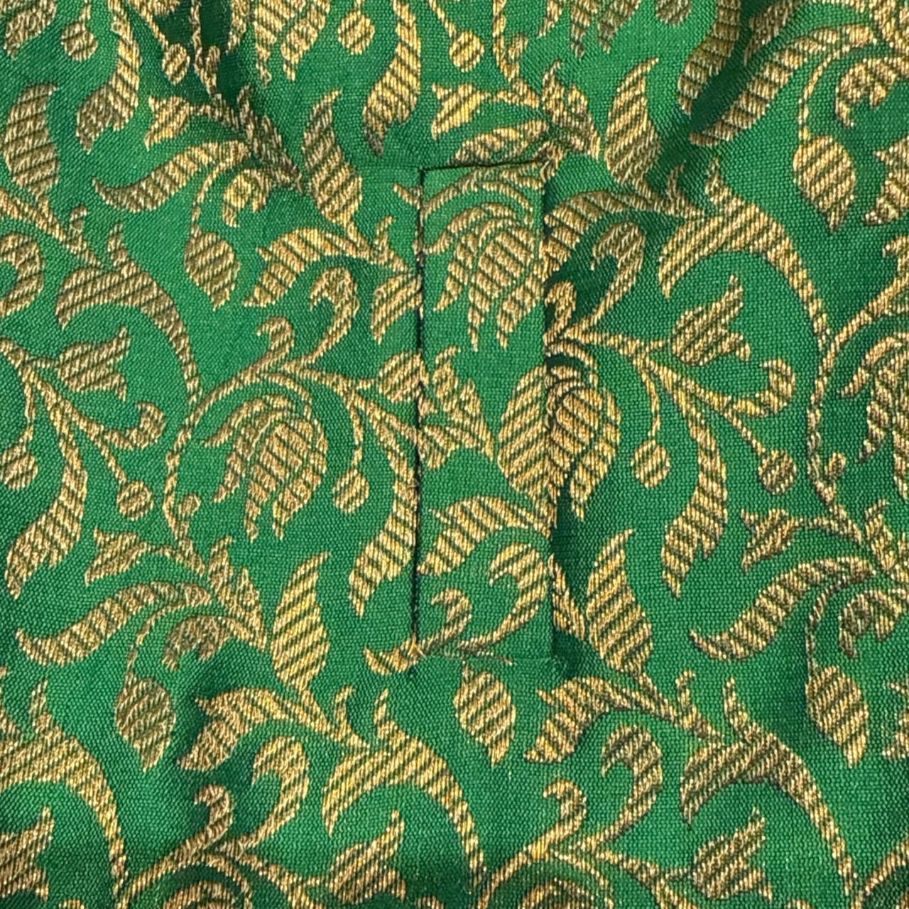 Snoopy Frock in Brocade- Emerald