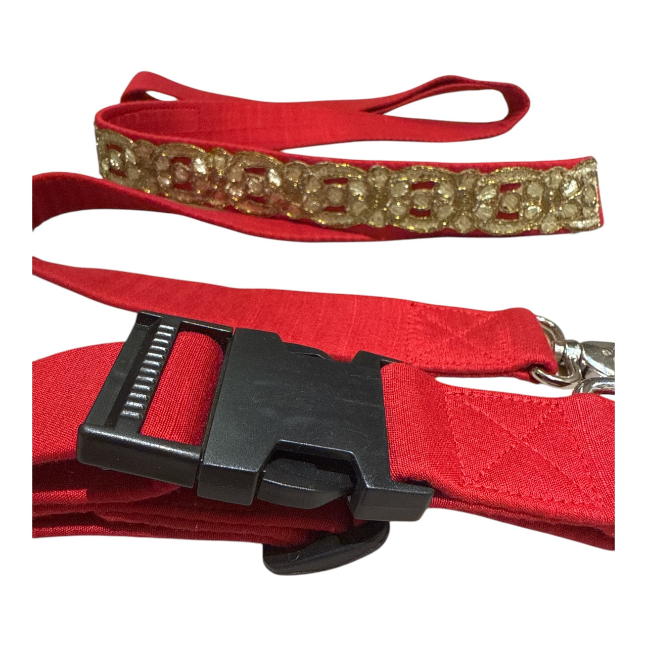 Red Gold Lace Leash with Collar