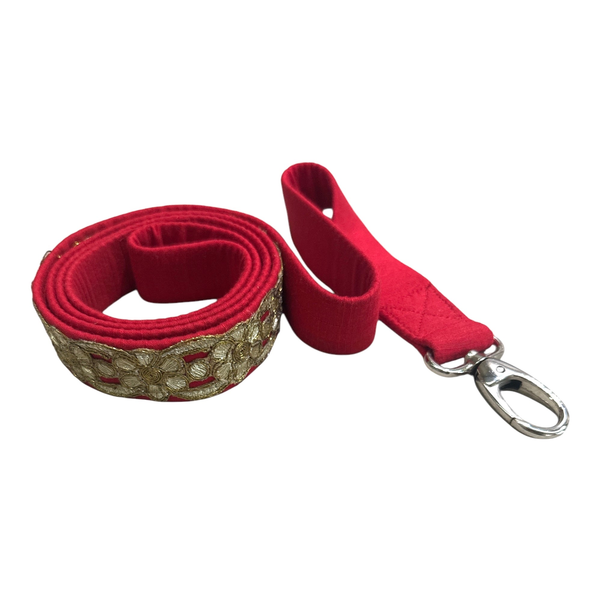 Red Gold Lace Leash with Collar