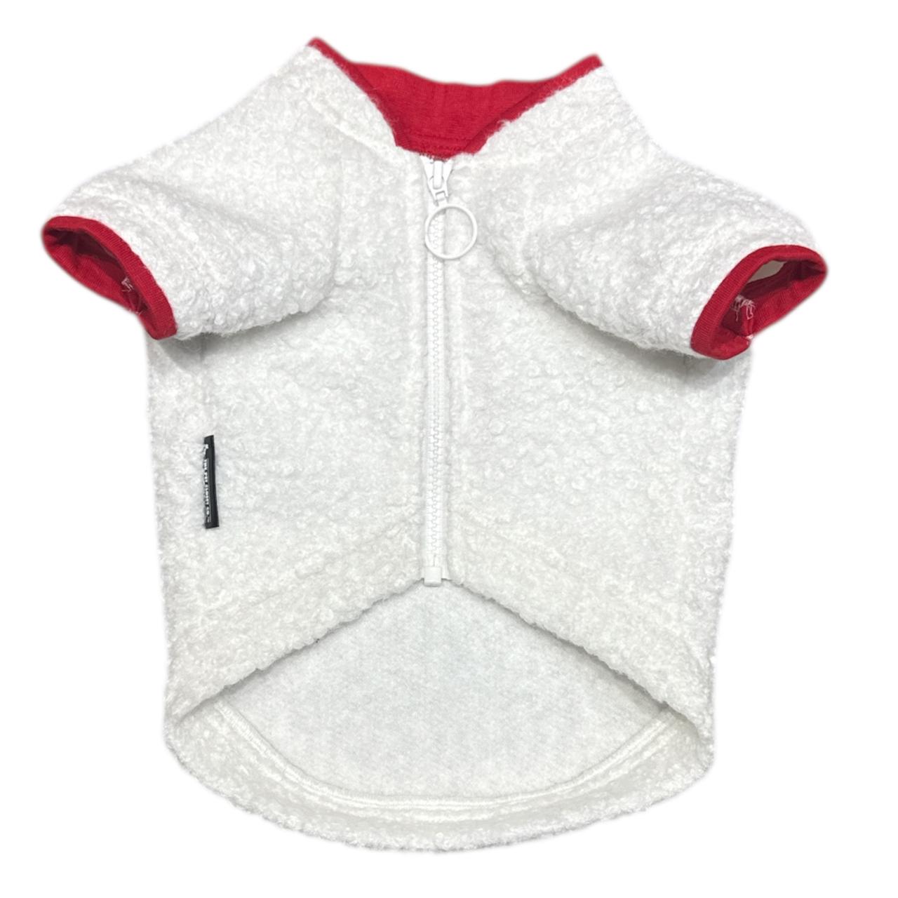Sporty Happy Zipper- White Fleece
