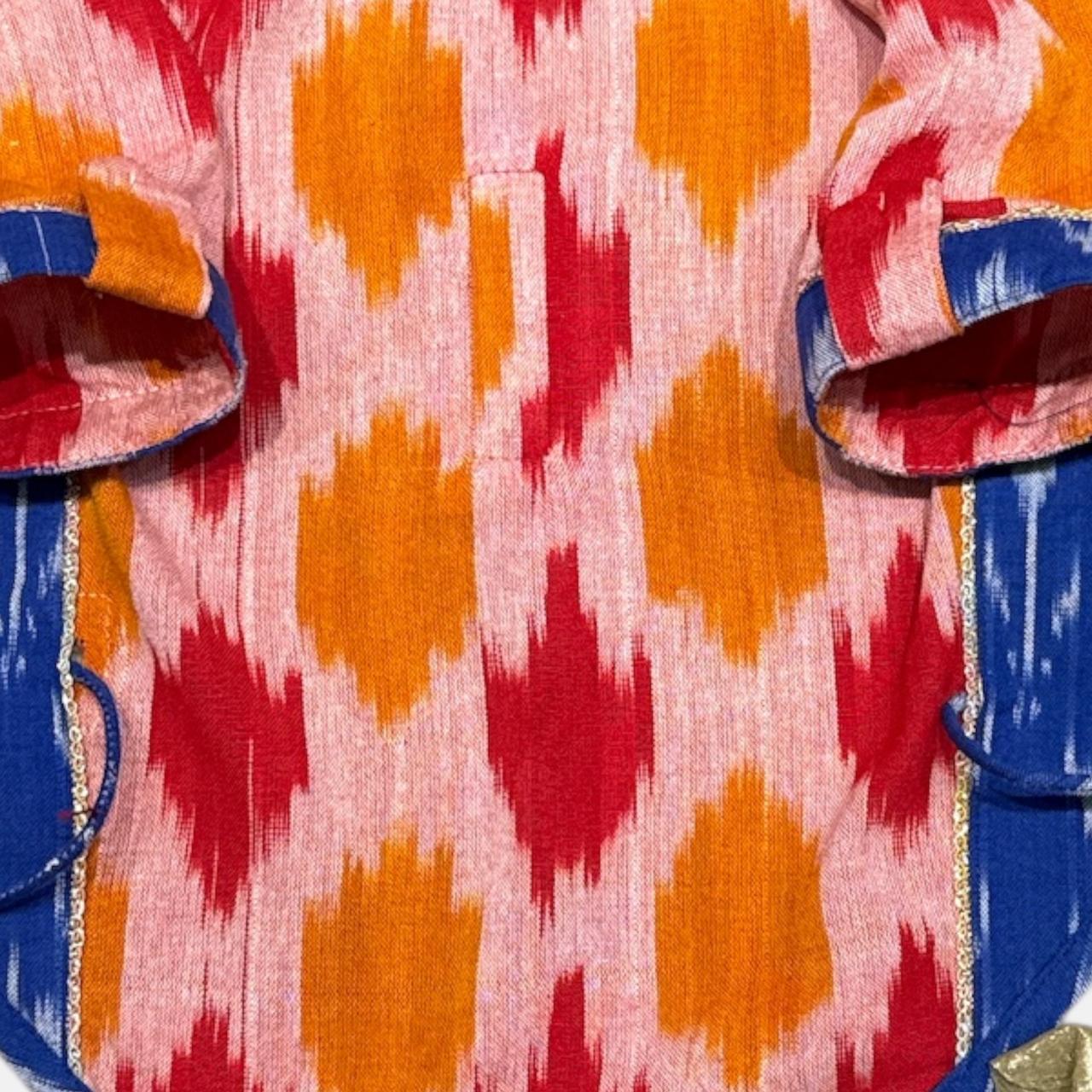 Ikat Paws Angrakha- Vibrant Red