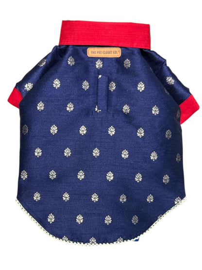 Brad's Paw Silk Shirt- Tanzanite Blue