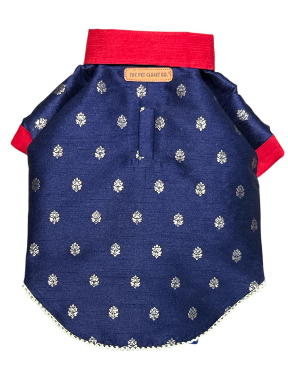 Brad's Paw Silk Shirt- Tanzanite Blue
