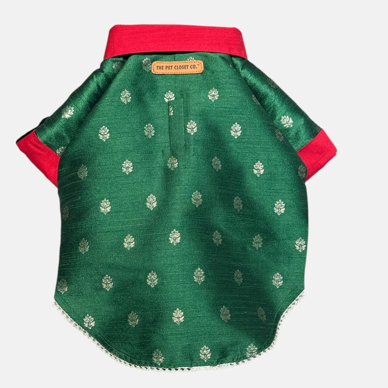 Brad's Paw Silk Shirts-Emerald Green