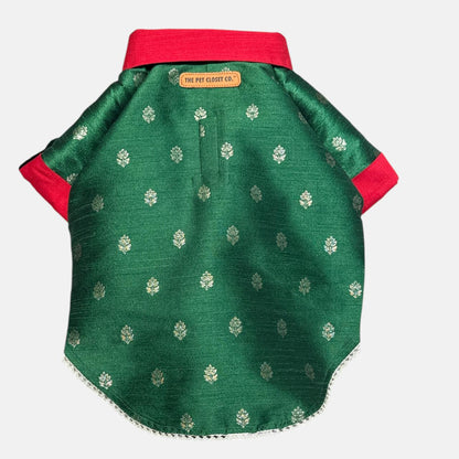 Brad's Paw Silk Shirts-Emerald Green