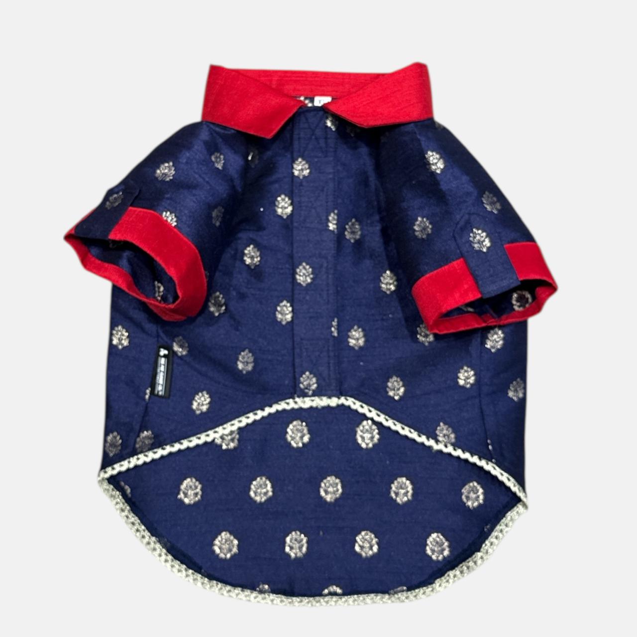 Brad's Paw Silk Shirt- Tanzanite Blue
