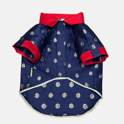 Brad's Paw Silk Shirt- Tanzanite Blue